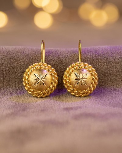 22 Ayar Altın Küpe Dorika Örgü Kıvrım Sallantılı Özel Tasarım 3.88gr Kadın Hediye - K01007