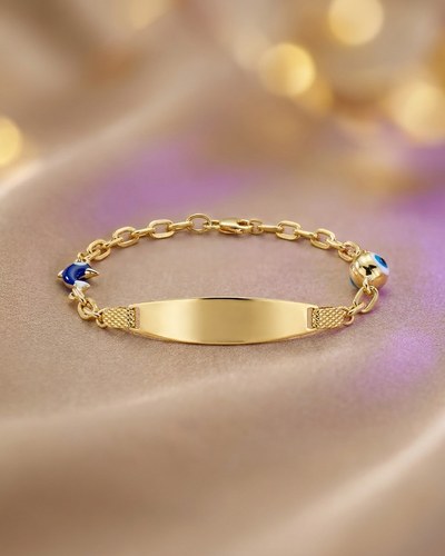 14 Ayar Altın Bileklik nazar boncuklu 2.75gr 15 CM - F00059