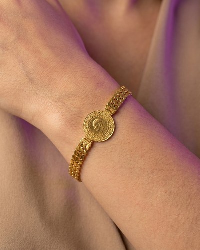 22 Ayar Altın Bileklik Çeyrekli Pullu 10.94gr - F00118