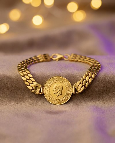 22 Ayar Altın Bileklik Çeyrekli Pullu 10.94gr - F00118