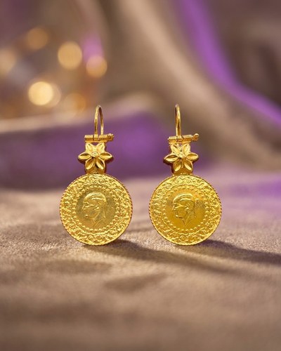 22 Ayar Altın Küpe çeyrekli takoz 5.93gr - K01097