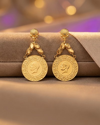 22 Ayar Altın Küpe çeyrekli zincir 5.68gr - K01102