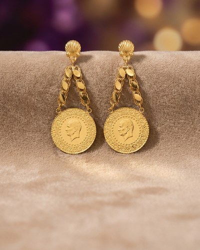 22 Ayar Altın Küpe Çeyrekli Küpe 6.17gr - K01151