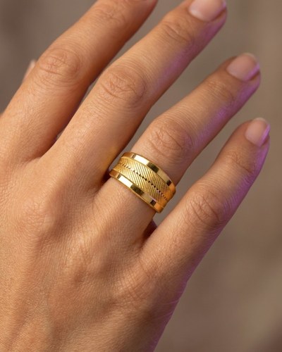 22 Ayar Altın Yüzük Hasırlı Özel Tasarım 3.32gr 20 Numara Kadın - Y01023