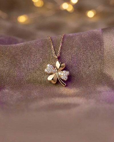 14 Ayar Altın Kolye Yonca Taşlı 1.55gr 45 CM - Z00078
