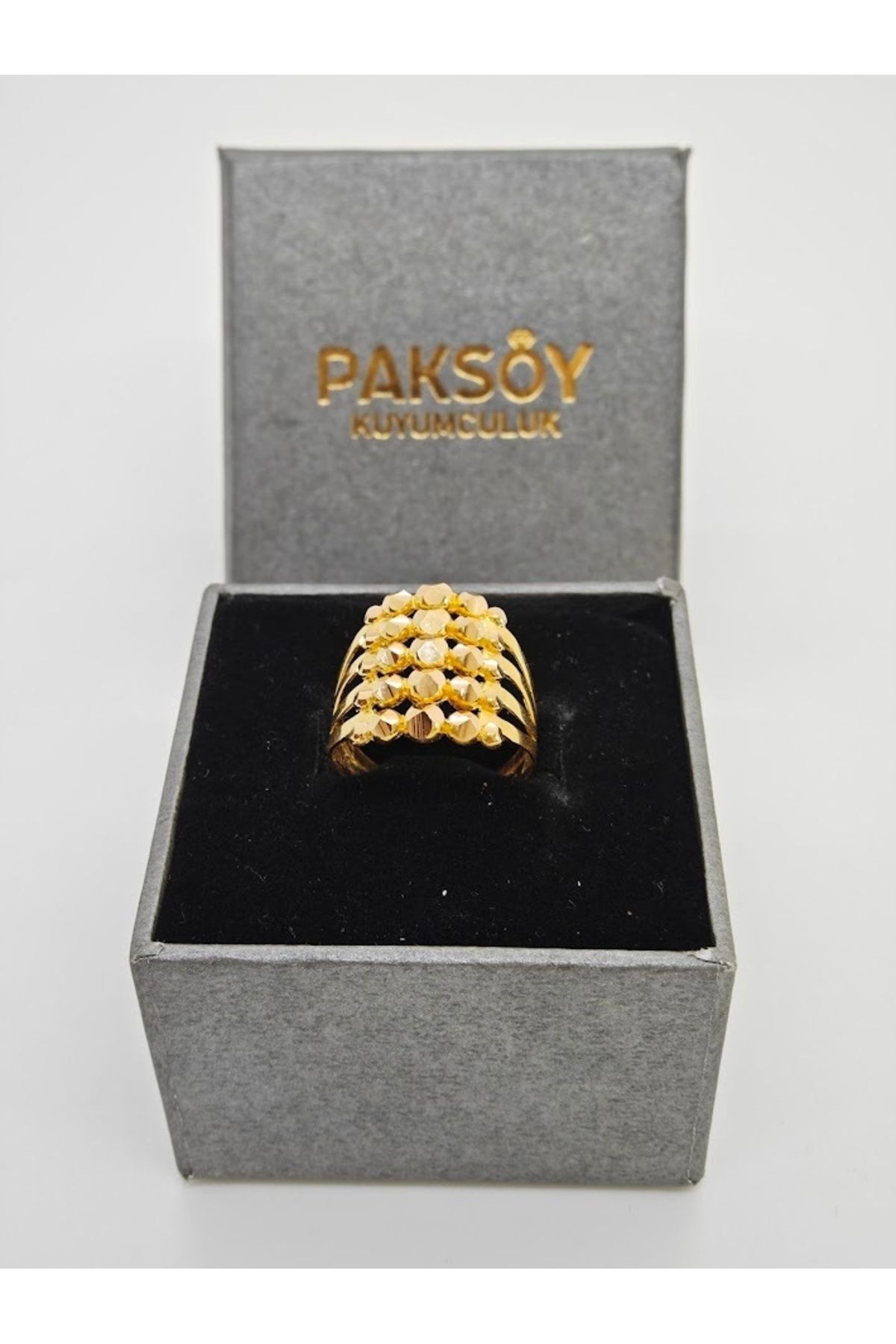 5 Sıralı Zarif Dorikalı Kaburga Yüzük 22 Ayar Altın Yüzük Y000035 - Görsel 2