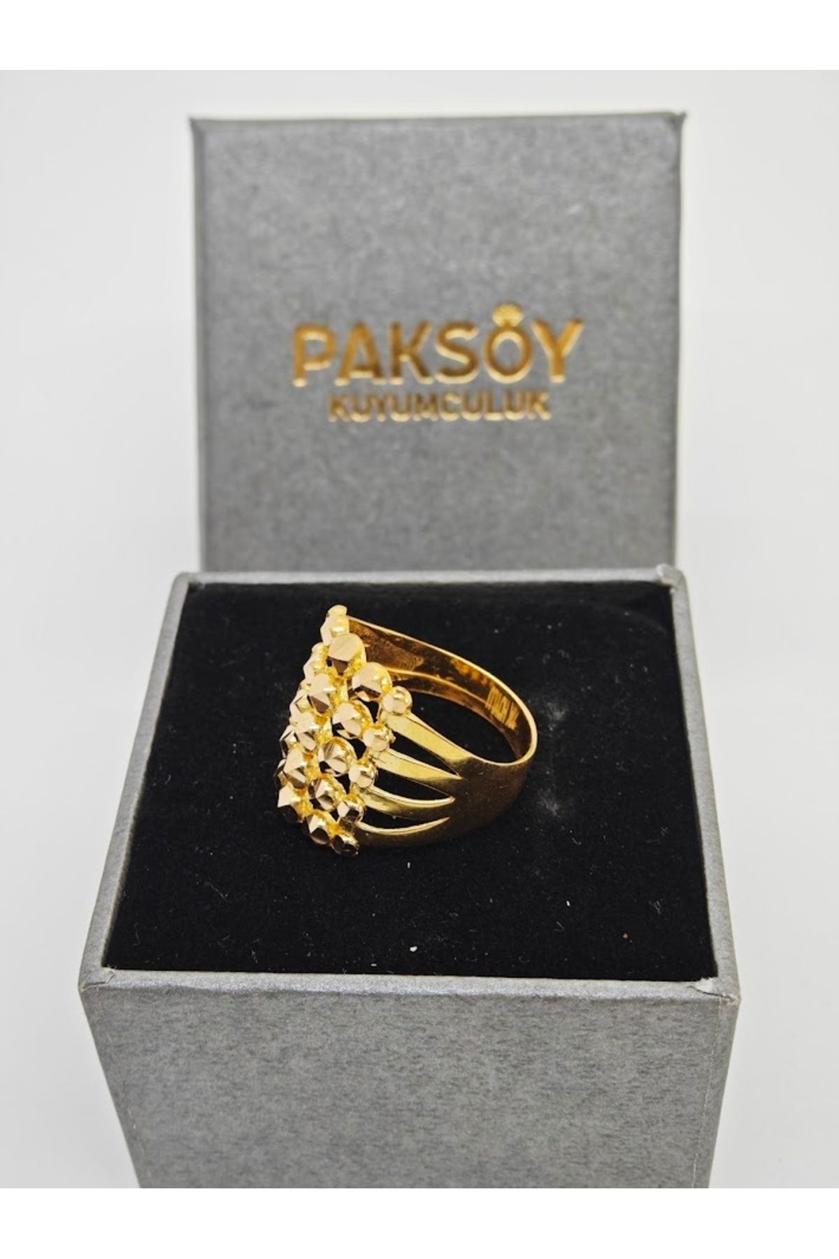 5 Sıralı Zarif Dorikalı Kaburga Yüzük 22 Ayar Altın Yüzük Y000035 - Görsel 4