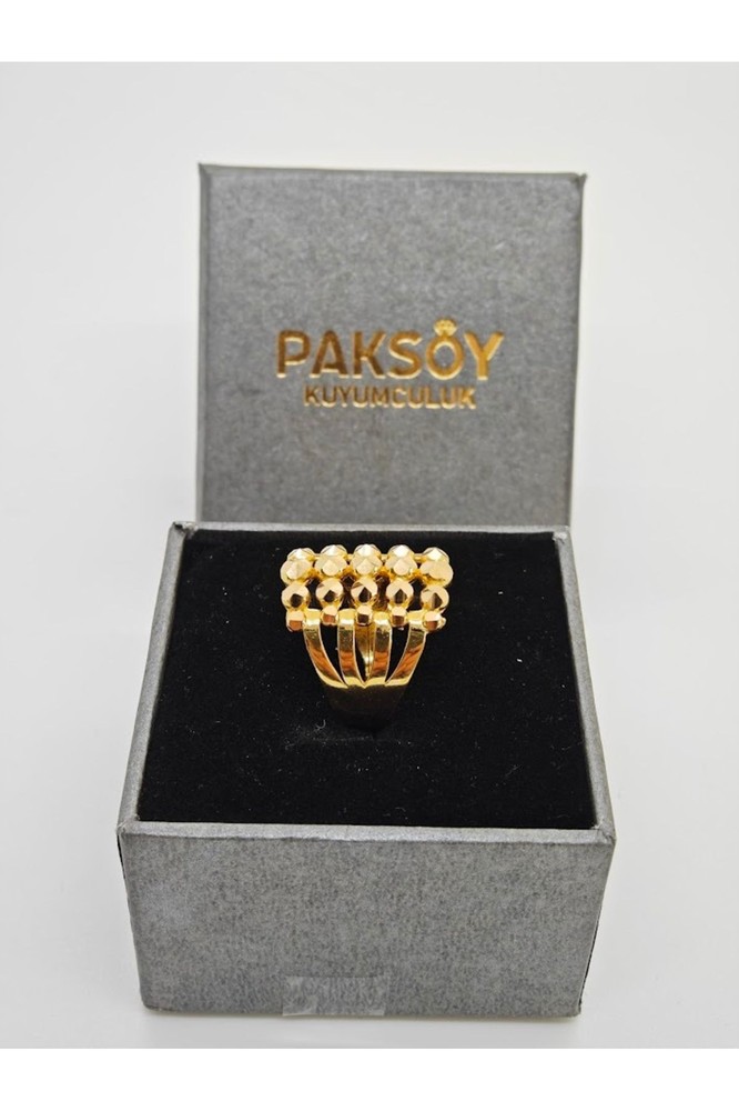 5 Sıralı Zarif Dorikalı Kaburga Yüzük 22 Ayar Altın Yüzük Y000035 - Görsel 3