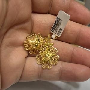 22 Ayar Altın Gül Küpe Modern Tasarım 5.10gr Kadın - K000738 - Fotoğraf 1