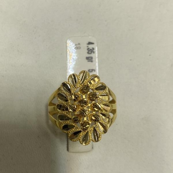 22 Ayar Altın Yüzük Çiçekli Özel Tasarım 4.35gr 18 Numara Kadın - Y000812 - Fotoğraf 1