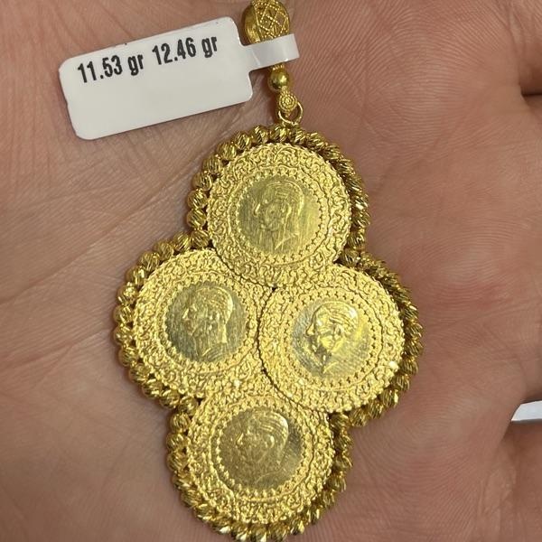 22 Ayar Altın Kolye Ucu Çeyrek Özel Tasarım 11.53gr Hediye - C000173 - Fotoğraf 1