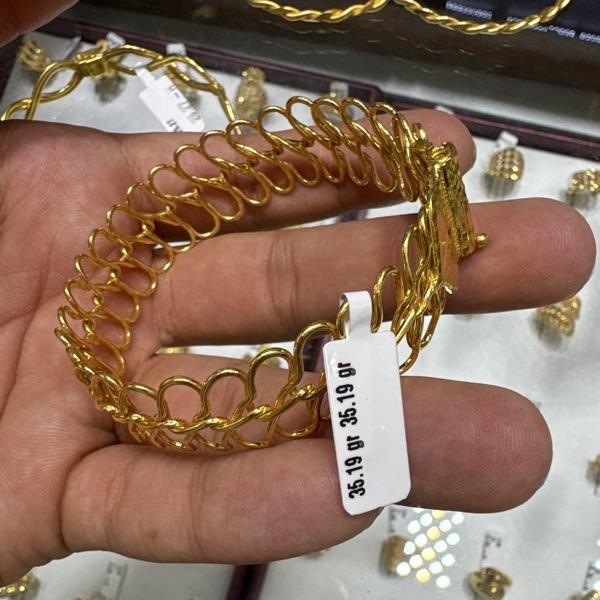 22 Ayar Altın Bilezik Maraş Burması Özel Tasarım 35.19gr Kadın - BZ00619 - Fotoğraf 1