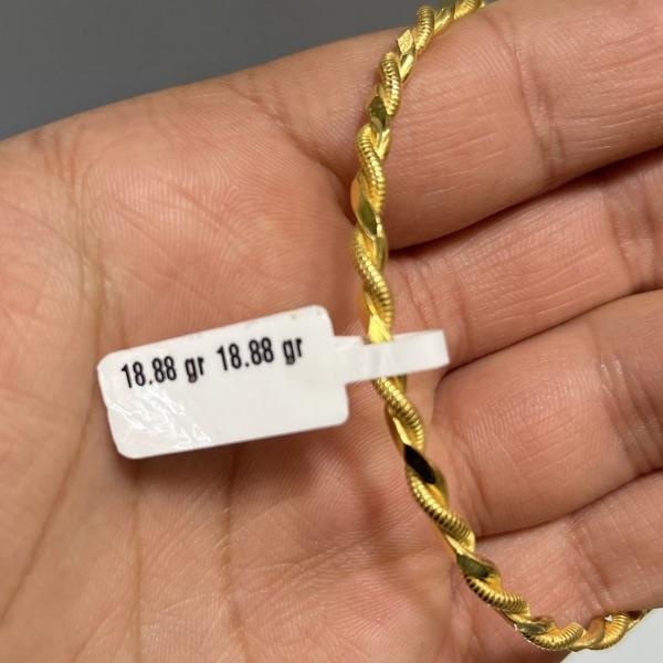 22 Ayar Altın Bilezik Kıvrım Modern Tasarım 18.88gr Kadın - BZ00656 - Fotoğraf 1