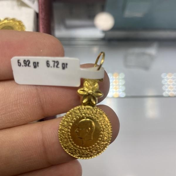 22 Ayar Altın Çeyrekli Küpe Modern Tasarım 5.92gr Kadın - K000753 - Fotoğraf 1
