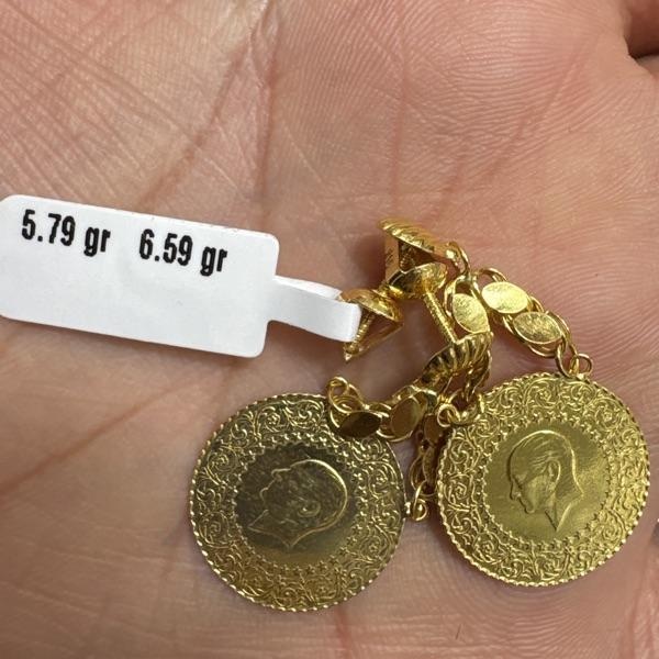 22 Ayar Altın Küpe Çeyrekli Özel Tasarım 5.79gr Kadın - K000756 - Fotoğraf 1