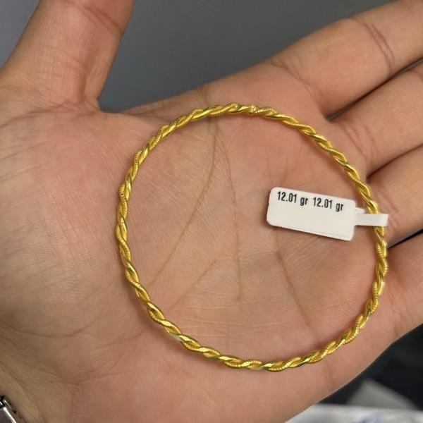 22 Ayar Altın Bilezik Kıvrım Modern Tasarım 12.01gr Kadın - BZ00674 - Fotoğraf 1