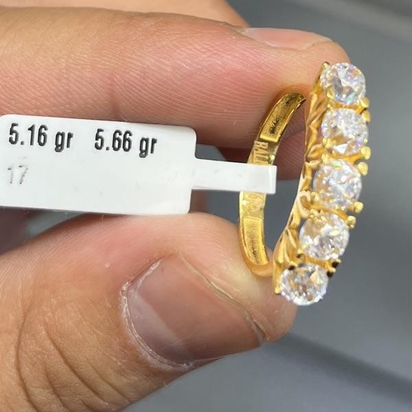 22 Ayar Altın Beştaş Yüzük Modern Tasarım 5.16gr 17 Numara Kadın - T000174