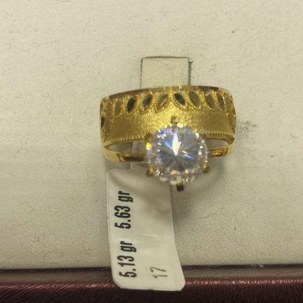 22 Ayar Altın Taslı Yüzük Modern Tasarım 5.13gr 17 Numara Kadın - T000176