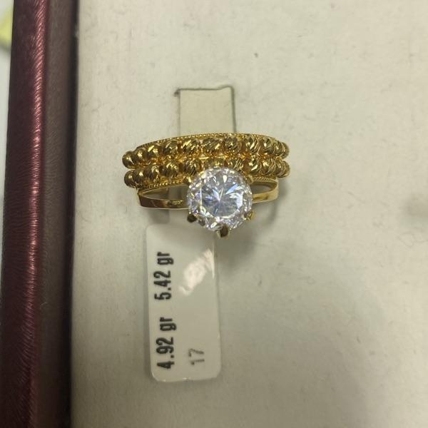 22 Ayar Altın Taşlı Yüzük Özel Tasarım 4.92gr 17 Numara Kadın - T000177 - Fotoğraf 1