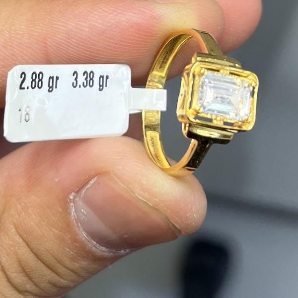 22 Ayar Altın Taşlı Yüzük Modern Tasarım 2.88gr 18 Numara Kadın - T000178 - Fotoğraf 1