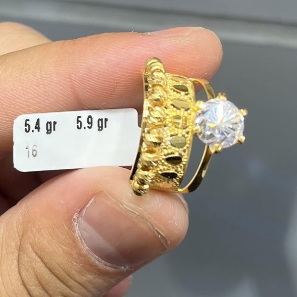 22 Ayar Altın Taşlı Yüzük Modern Tasarım 5.40gr 16 Numara Kadın - T000181