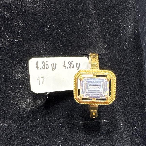 22 Ayar Altın Tektaş Yüzük Modern Tasarım 4.35gr 17 Numara Kadın - T000184