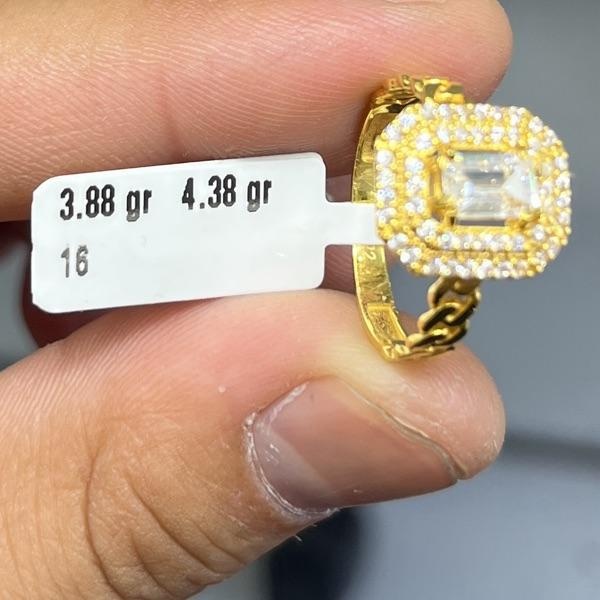22 Ayar Altın Taşlı Yüzük Modern Tasarım 3.88gr 16 Numara Kadın - T000187 - Fotoğraf 1