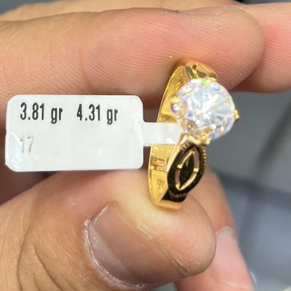 22 Ayar Altın Taşlı Yüzük Modern Tasarım 3.81gr 17 Numara Kadın - T000188 - Fotoğraf 1