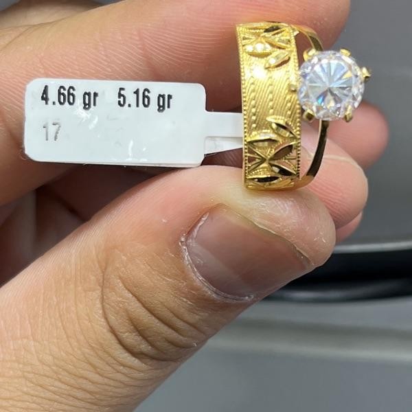 22 Ayar Altın Taşlı Yüzük Modern Tasarım 4.66gr 17 Numara Kadın - T000196