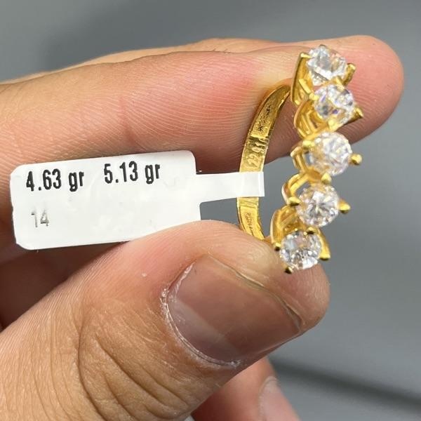 22 Ayar Altın Taşlı Yüzük Modern Tasarım 4.63gr 14 Numara Kadın - T000201 - Fotoğraf 1