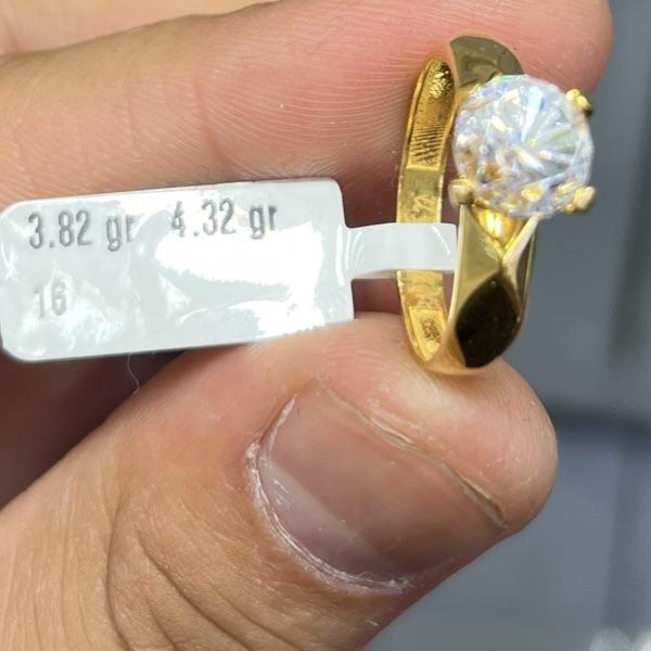 22 Ayar Altın Taşlı Yüzük Modern Tasarım 3.82gr 16 Numara Kadın - T000203 - Fotoğraf 1
