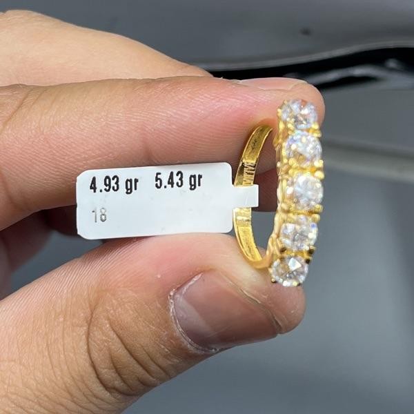 22 Ayar Altın Taşlı Yüzük Modern Tasarım 4.93gr 18 Numara Kadın Hediye - T000204