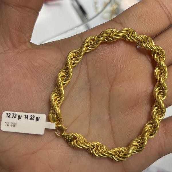 Halat Desen 22 Ayar Altın Bileklik 13.73gr 18cm - B000381