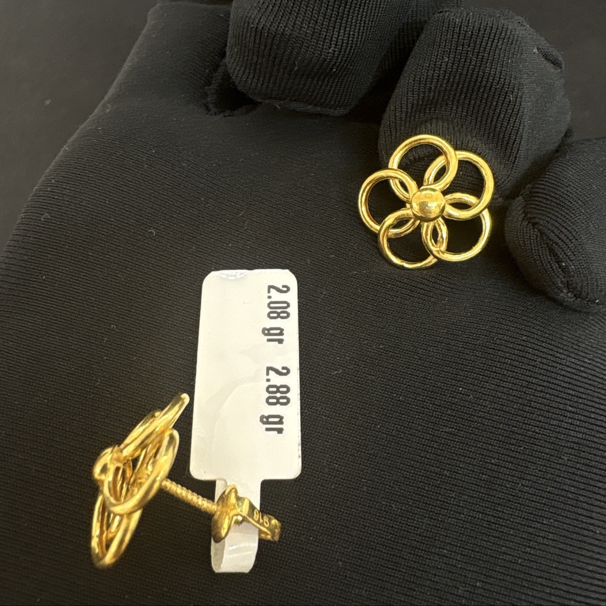 Çiçek Desenli 22 Ayar Altın Küpe 2.08gr Standart - K000772 - Fotoğraf 3