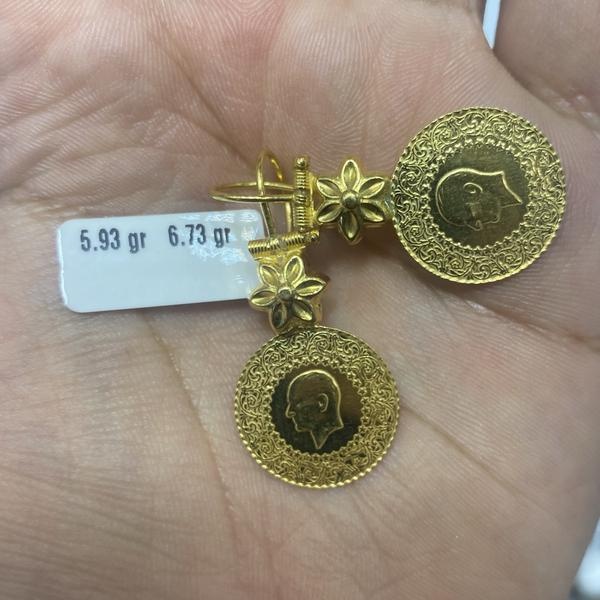 Çeyrek Model 22 Ayar Altın Küpe 5.93gr Standart - K000784 - Fotoğraf 1