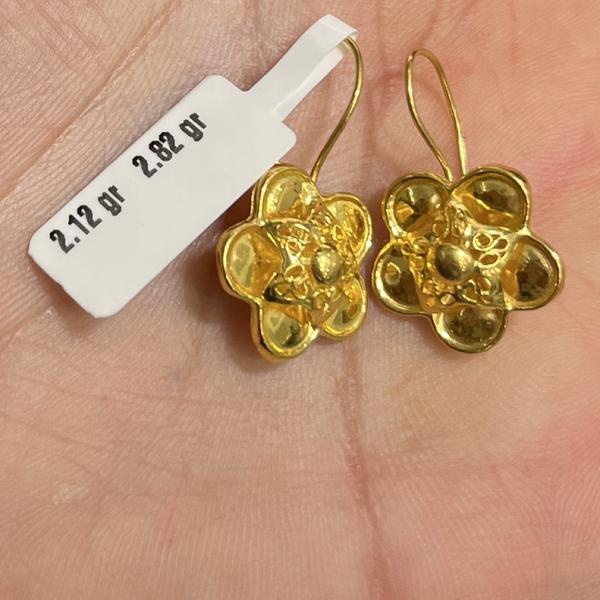 Çiçekli Çengelli 22 Ayar Altın Küpe 2.12gr Standart - K000785 - Fotoğraf 1