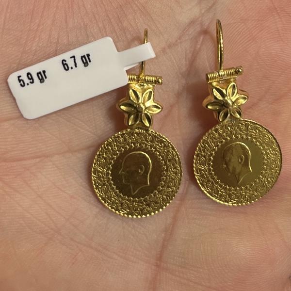 Çeyrekli Tasarım 22 Ayar Altın Küpe 5.9gr Standart - K000786 - Fotoğraf 1