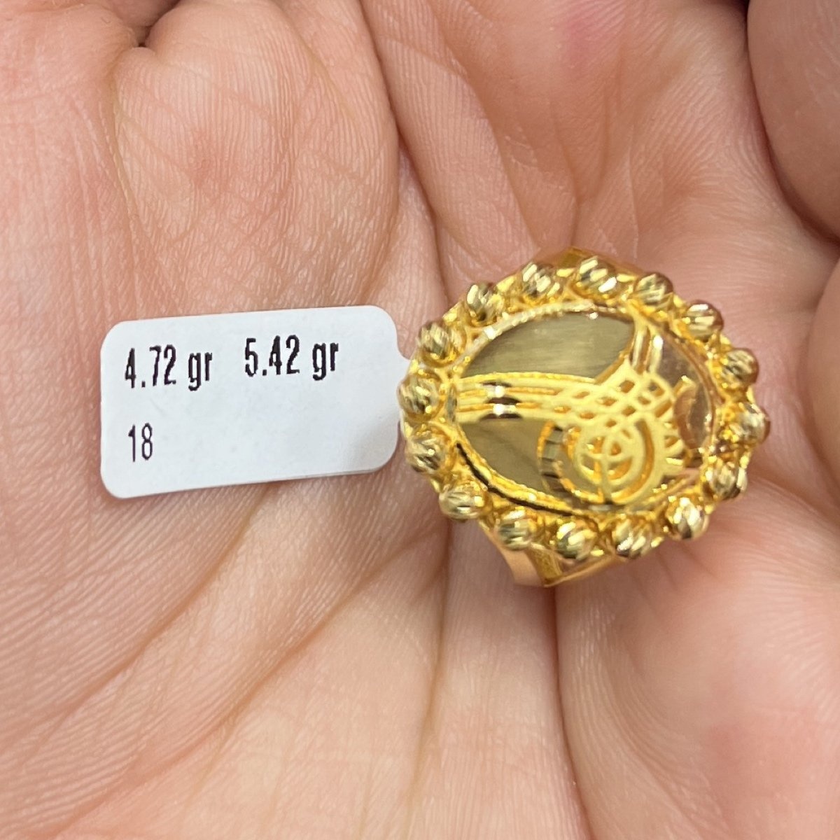 Yapraklı Tasarım 22 Ayar Altın Yüzük 4.72gr 18 Numara - Y000855 - Fotoğraf 1