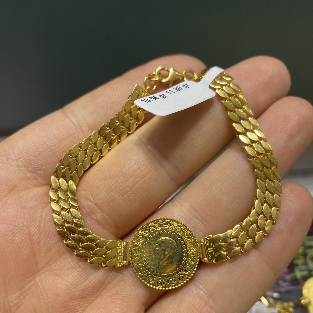 22 Ayar Altın Bileklik Pullu Zincir Çeyrekli 10.94gr Kadın - B000753 - Fotoğraf 1
