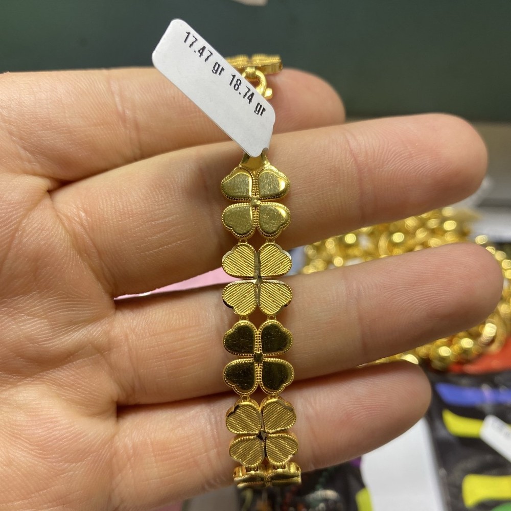 22 Ayar Altın Bileklik Sıralı Yonca El İşi 17.47gr Kadın - B000754