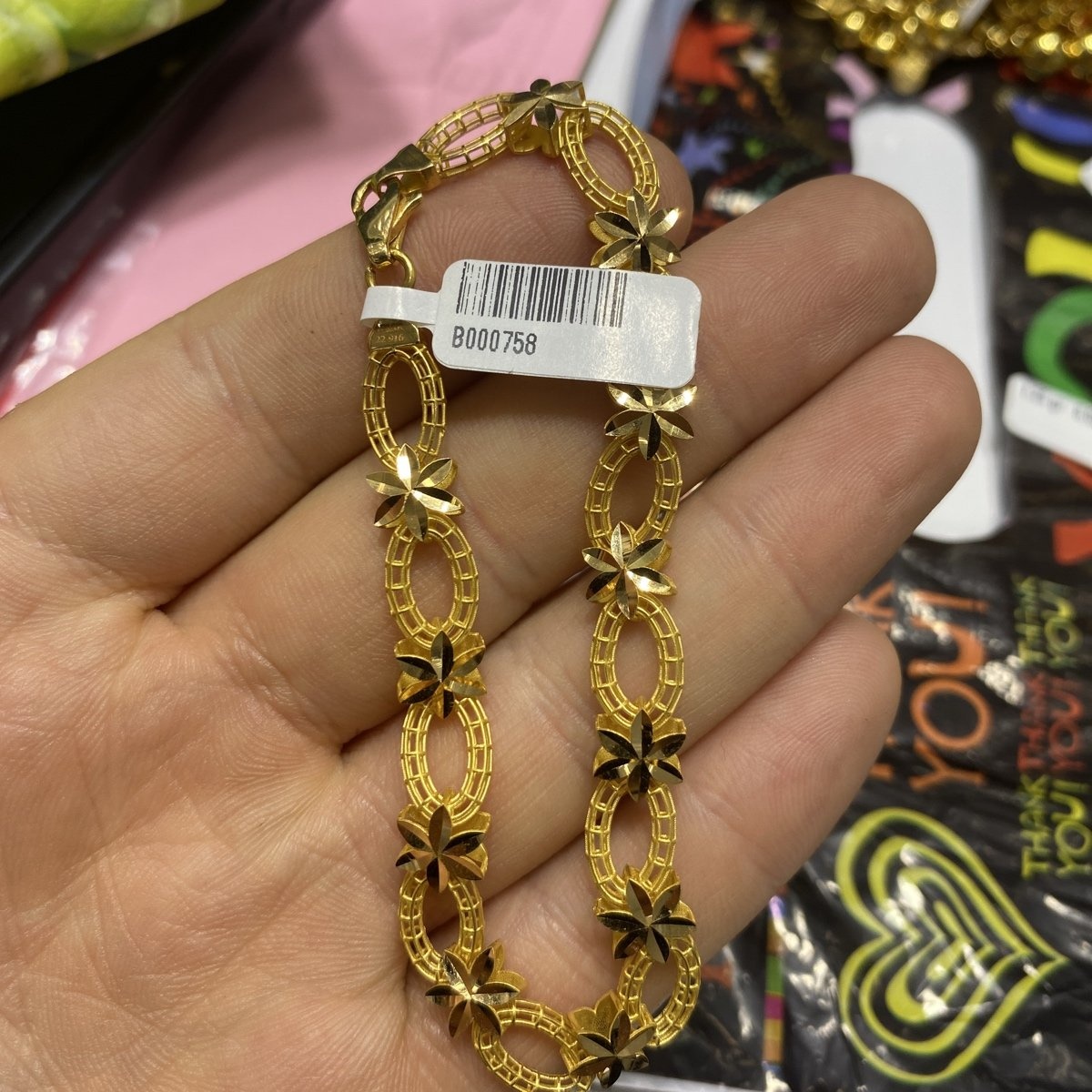 22 Ayar Altın Bileklik Sıralı Çiçekli Tasarım 8.86gr Kadın - B000758 - Fotoğraf 1