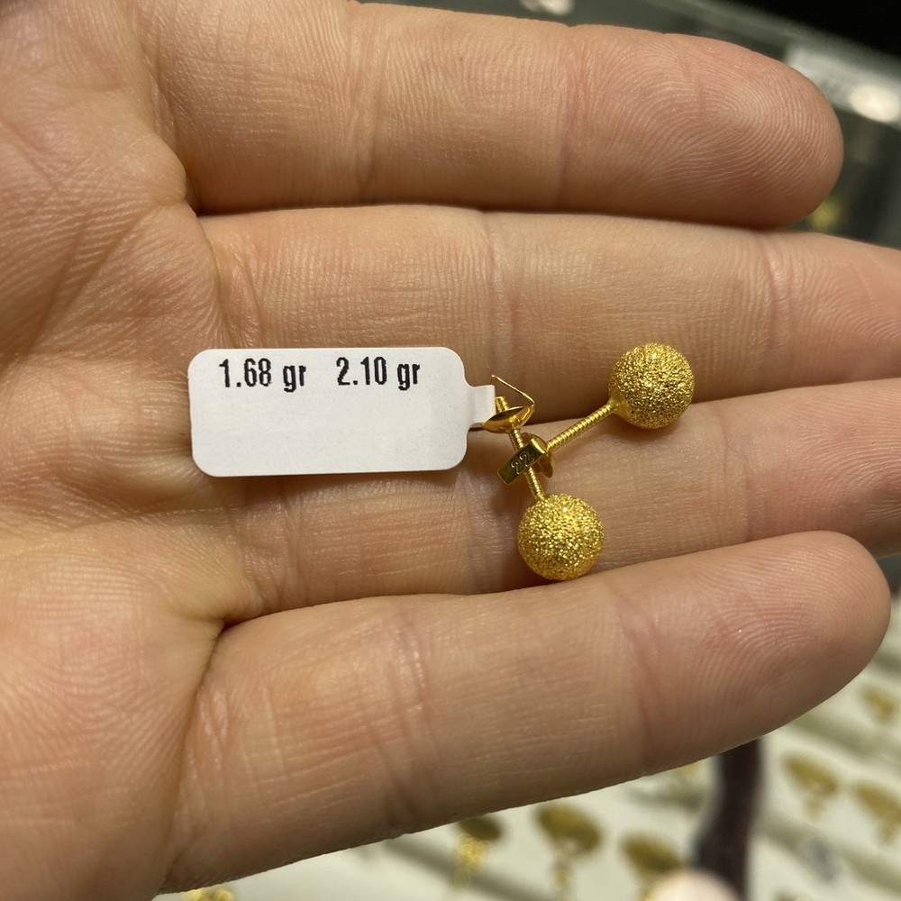 22 Ayar Altın Çocuk Küpesi Tohumlu Özel Tasarım 1.68gr Hediye - J000012