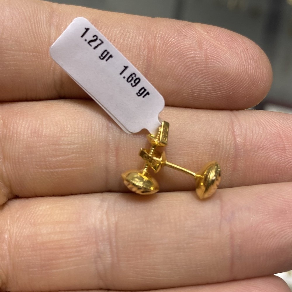 22 Ayar Altın Çocuk Küpesi Tohumlu Modern Tasarım 1.27gr - J000014