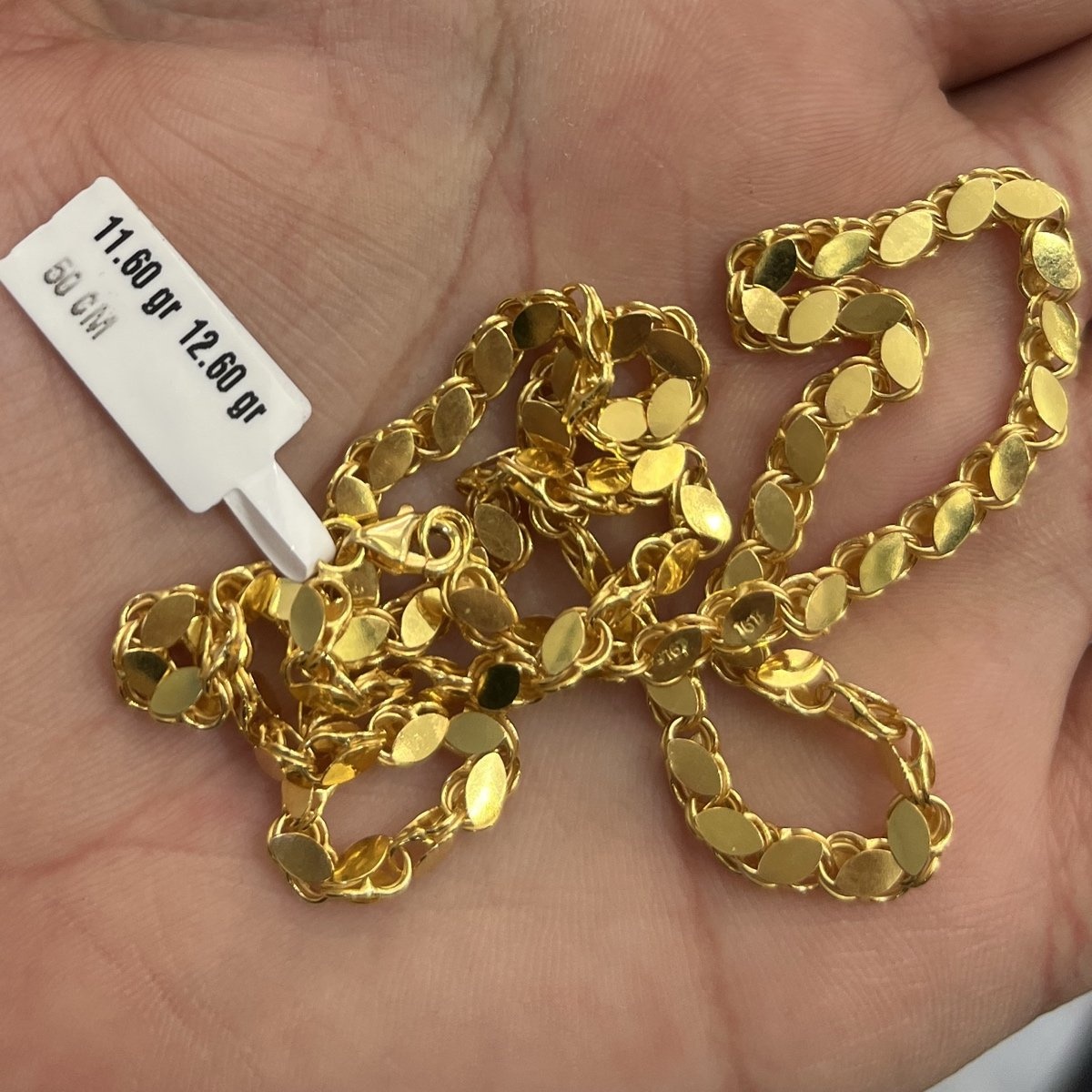 22 Ayar Altın Zincir Pullu Özel Tasarım 11.60gr 50 CM Kadın - Z000060 - Fotoğraf 1