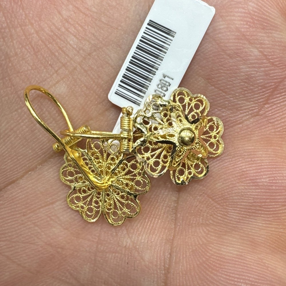 22 Ayar Altın Küpe Çiçekli Tasarım 3.80gr Kadın - K000801