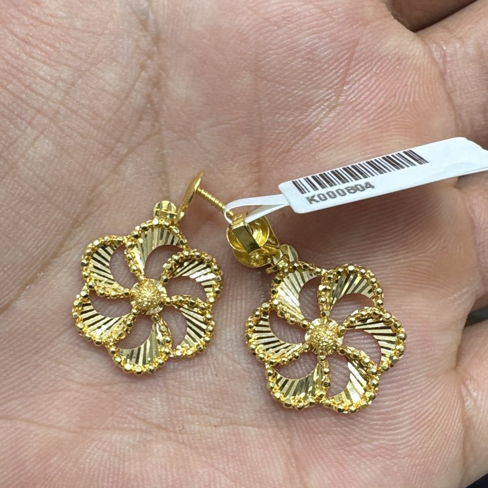 22 Ayar Altın Küpe Dorikalı Rüzgar Gülü 4.63gr Kadın - K000804