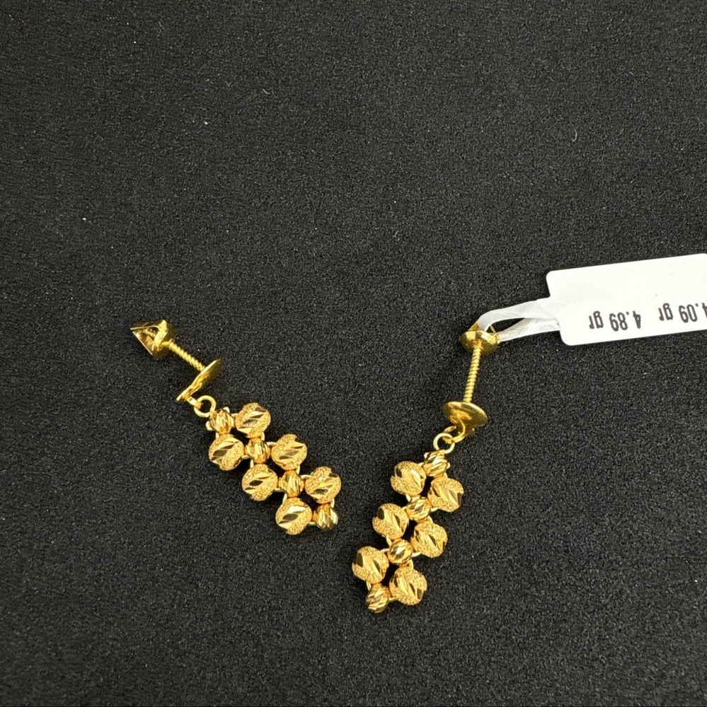 22 Ayar Altın Küpe Dorika Toplu El İşi 4.09gr Kadın Hediye - K000805 - Fotoğraf 4