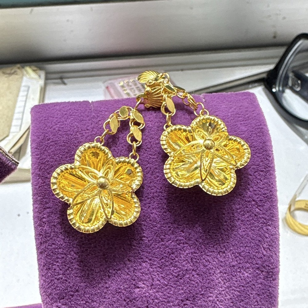 22 Ayar Altın Küpe Çiçek Özel Tasarım 5.06gr Kadın - K000808