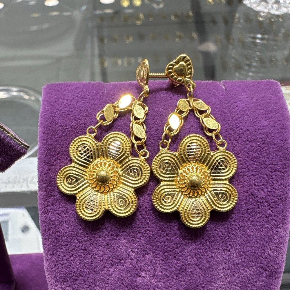 22 Ayar Altın Küpe Gül Özel Tasarım 4.02gr Kadın - K000813