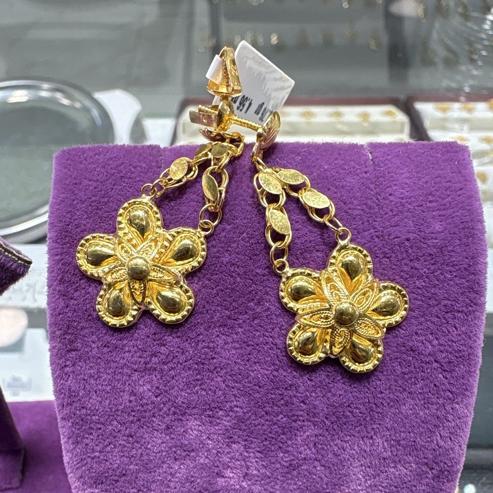 22 Ayar Altın Küpe Gül Modeli 3.76gr Kadın Hediye - K000819